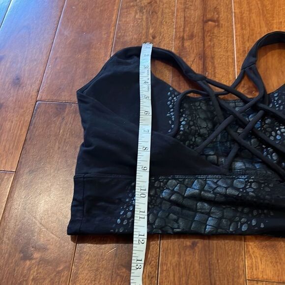 Rae Mode Black Snakeskin Detail Cross back Bra Top - Picture 7 of 7